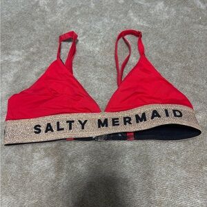 Salty Mermaid Red and Gold Sparkle Bikini Top